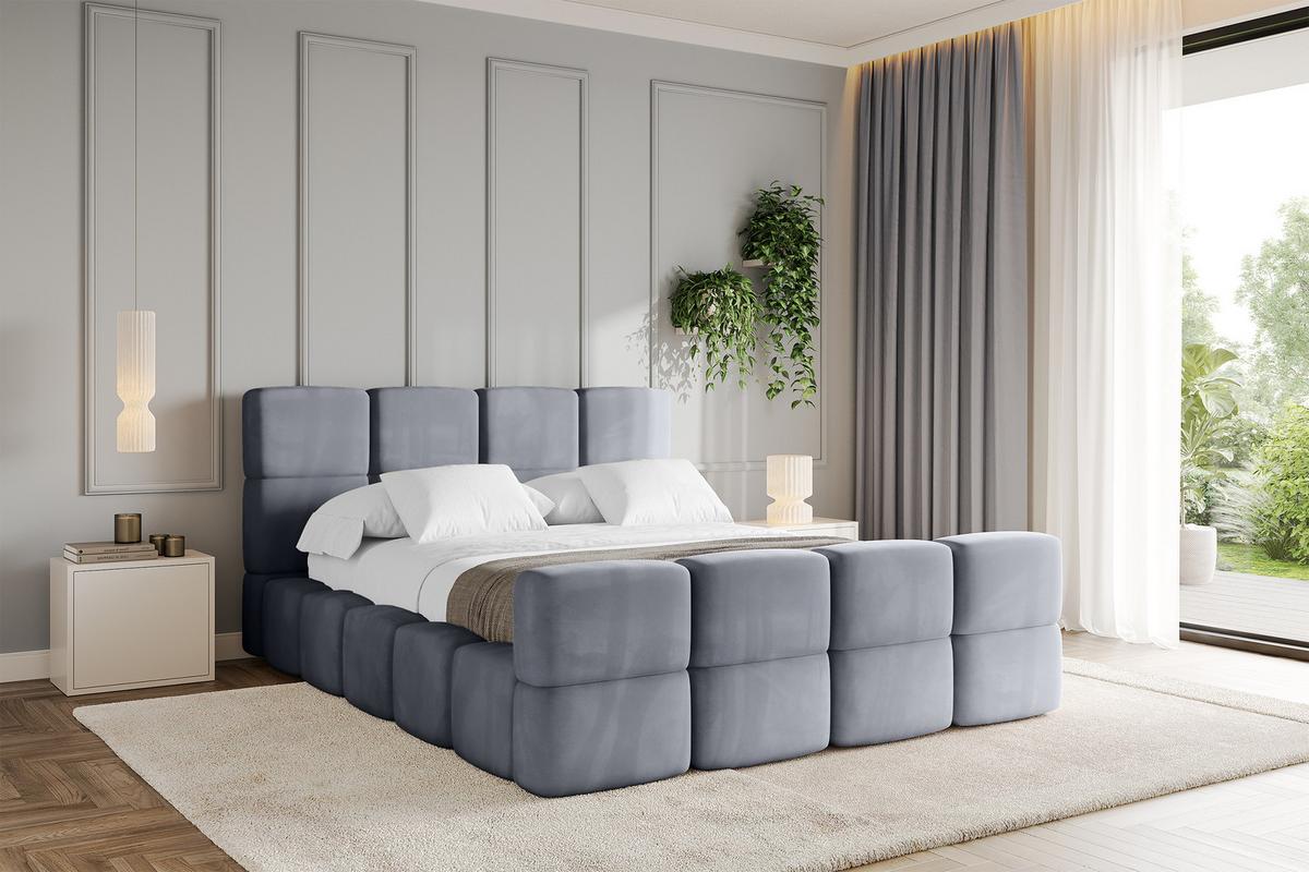 POLSTERBETT mit Bettkasten und Lattenrost, Bett mit Matratze H3/H4, Kopfteil, Boxbett, Doppelbett mit Stauraum - NATA-Z 120x200 Grau - Grau, Holzwerkstoff/Textil (120/200cm) - ALTDECOR