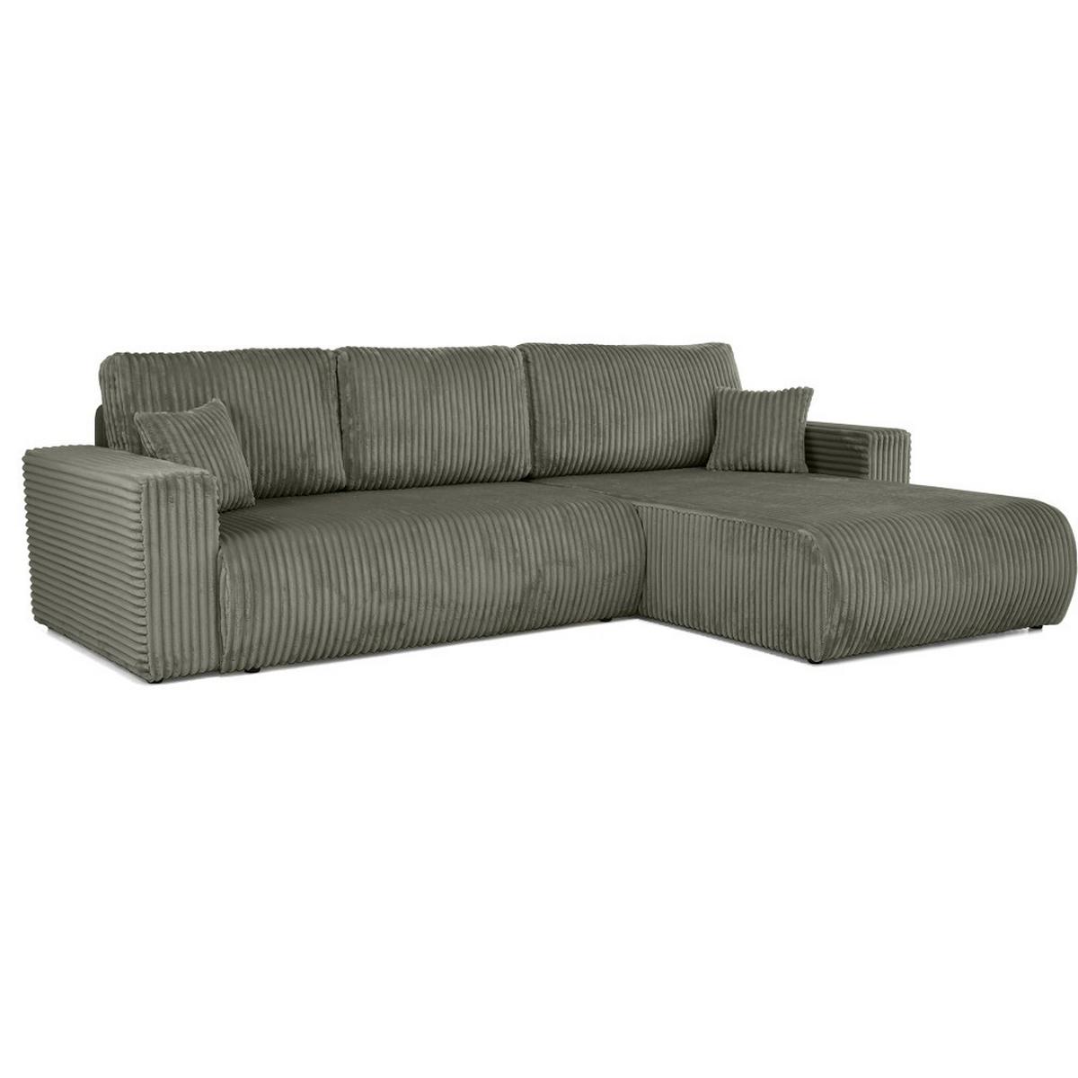 ECKSCHLAFSOFA Porto mit universelle Ottomane, Grün - Schwarz/Grün, Textil (288/190cm) - Beautysofa