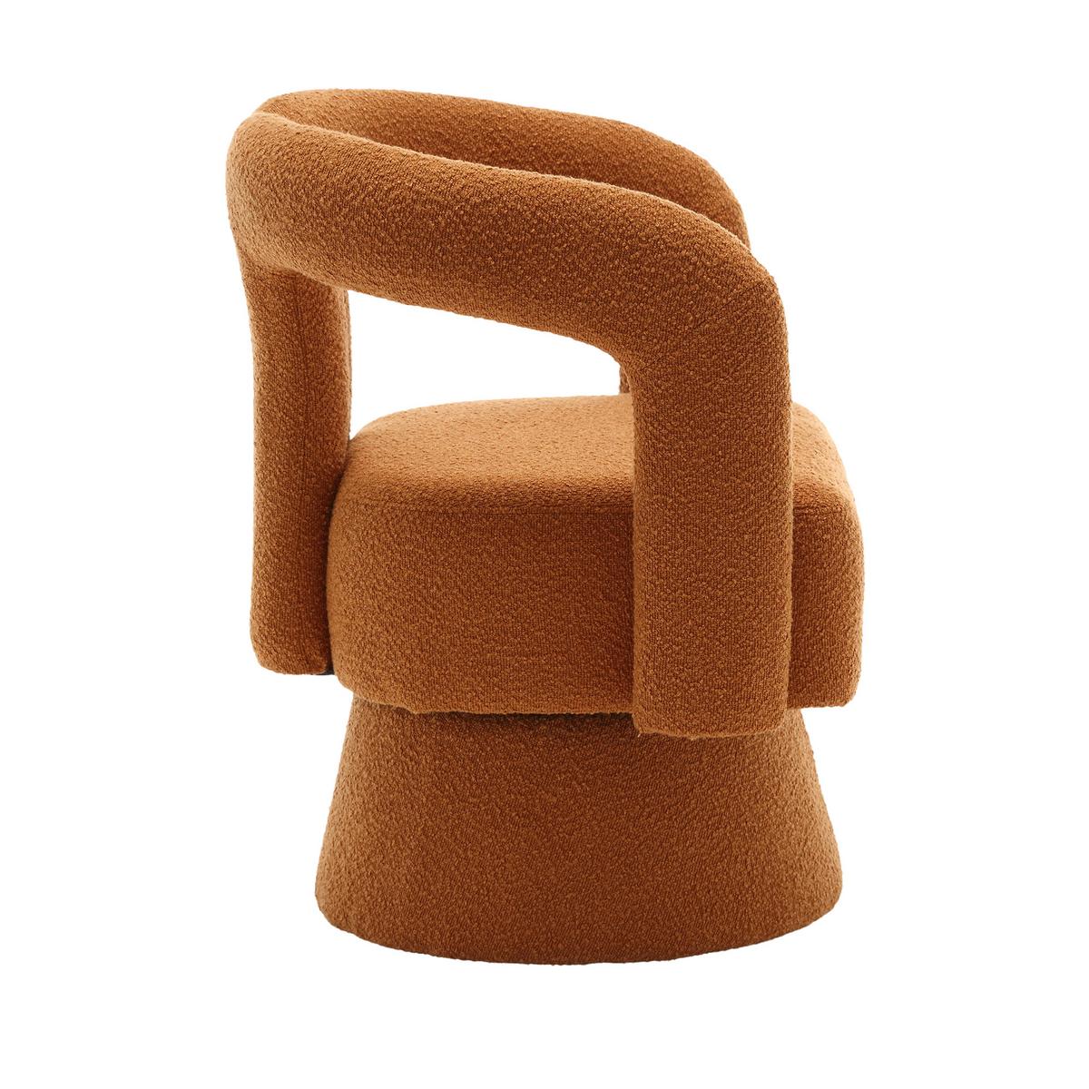 DREHSESSEL 360° Boucle Akzentstuhl Polstersessel für Wohnzimmer & Büro - Orange, Textil (67/74/55cm) - Urban Meuble