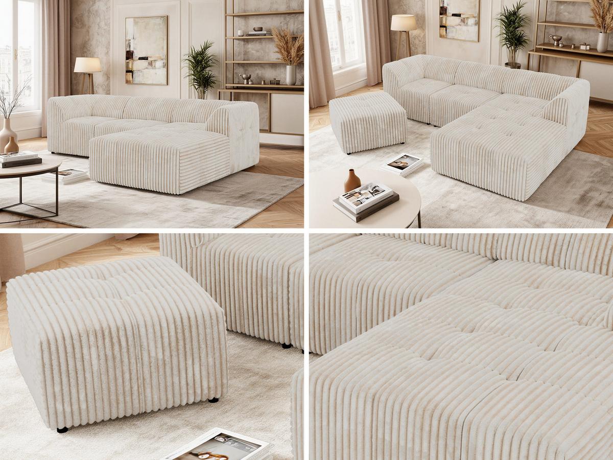 ECKSOFA VORITA L 4M - Beige Cord - Rechts Seite - Beige/Creme, Kunststoff/Textil (176/267cm) - MKS