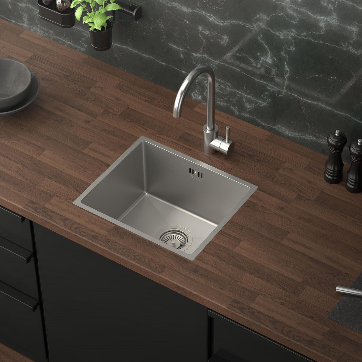 SPÜLBECKEN aus Edelstahl 34x40 cm mit Siphon - Silberfarben, Metall (40/20/34cm) - ML-DESIGN