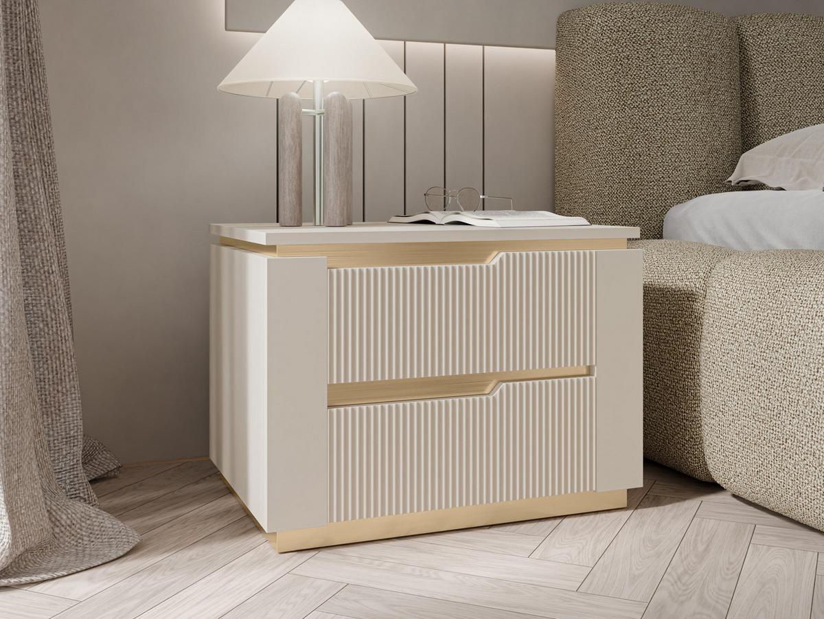 NACHTTISCH Hilafin 2S - Sandfarben/Goldfarben, Holzwerkstoff/Kunststoff (56/42/40cm) - MIRJAN24