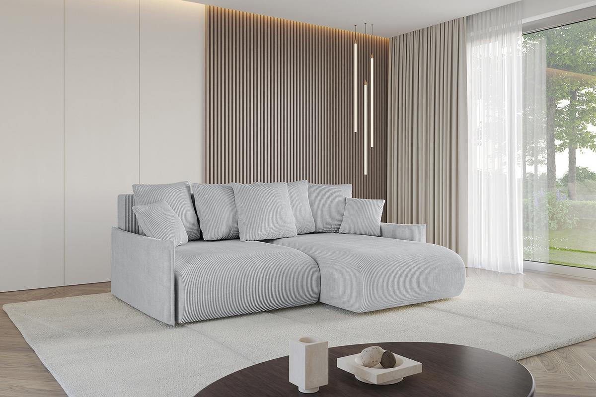 ECKSOFA Ottomane rechts ONESK-L -v1 216x177x72 Grau Cord - Grau, Holzwerkstoff/Kunststoff (177/216cm) - ALTDECOR
