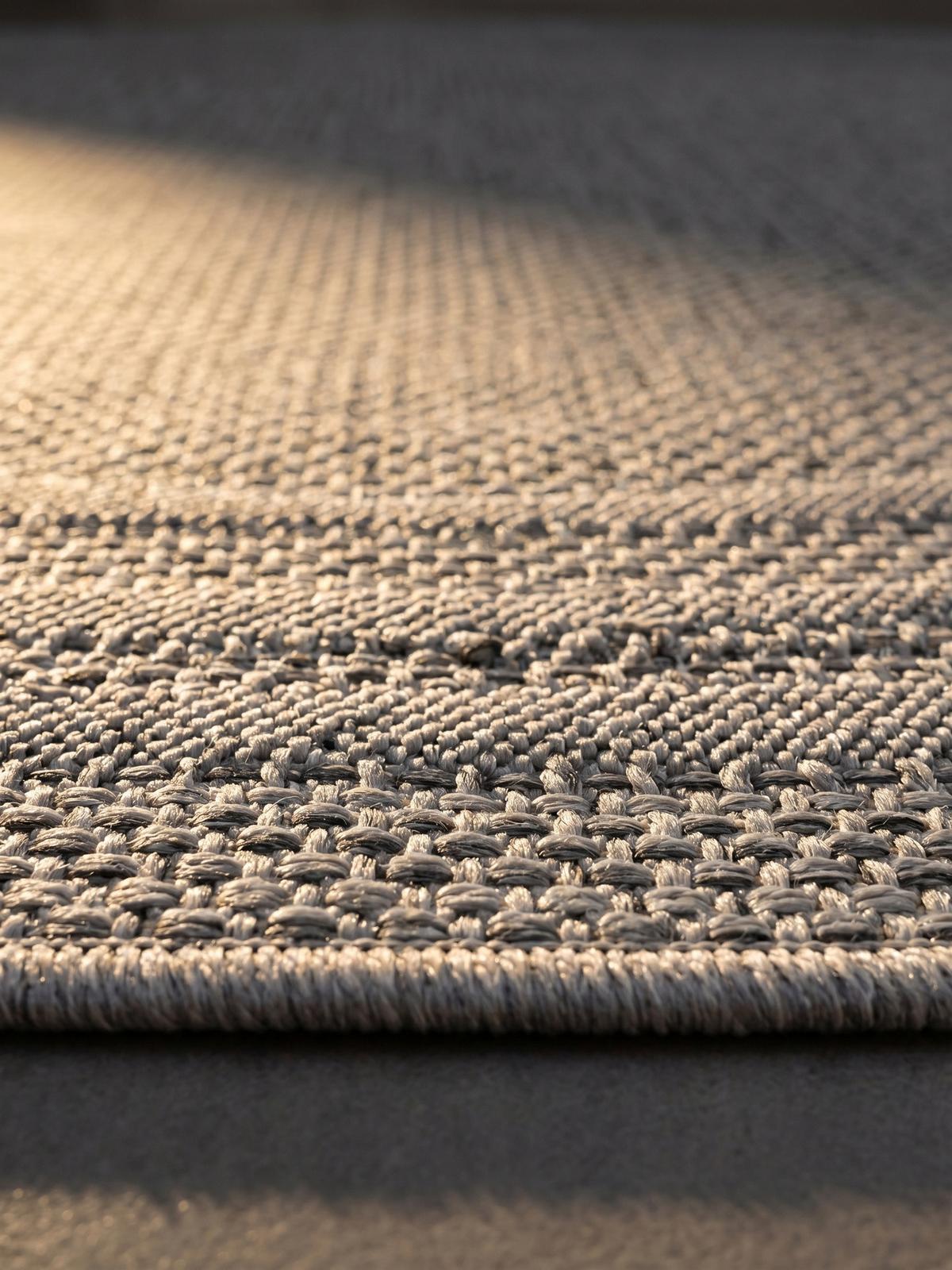 TEPPICH Outdoor VENTOUX in Grau, mit Bordüre, Ø 200 cm - Grau, Textil (200/200cm) - KADIMA DESIGN