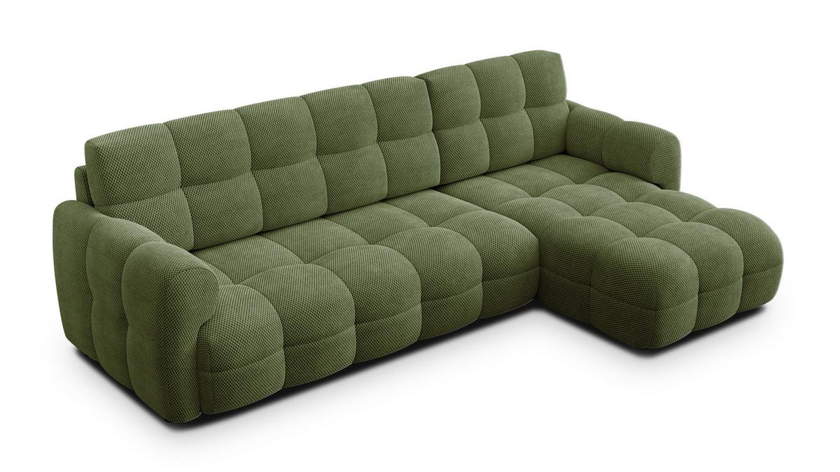 ECKSOFA MELLOW 4-Sitzer, olive - Schwarz/Grün, Holz/Textil (262/156cm) - Wozimo