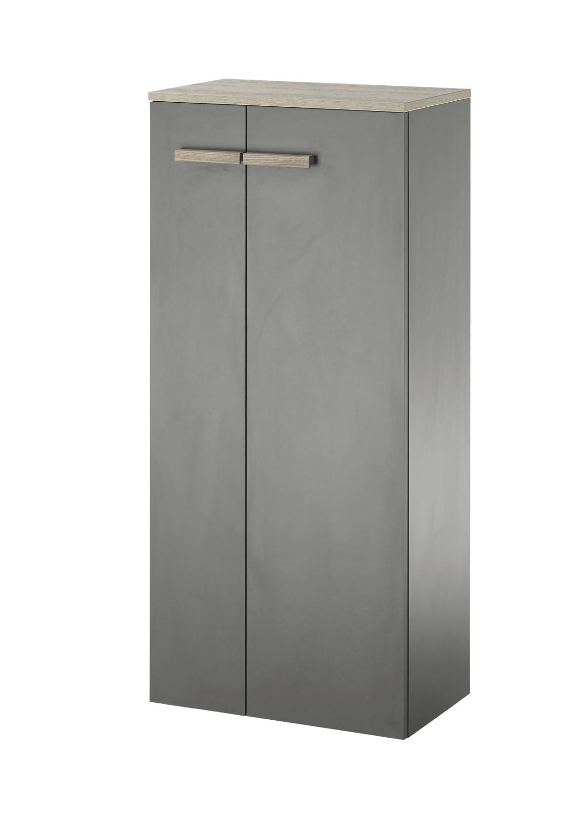 BAD-KOMMODE anthrazit matt, Eiche, Midischrank hängend, stehend 51 x 110 cm - Eichefarben/Anthrazit, Holzwerkstoff (51/115/30cm) - Furn.Design