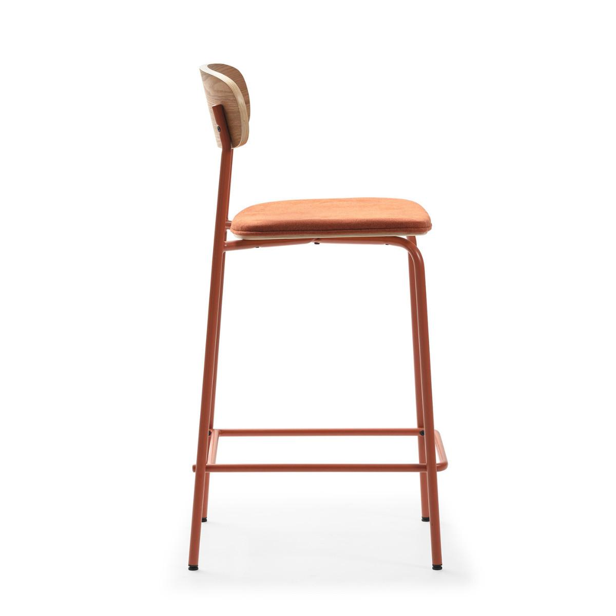 BARHOCKER (Set aus 2) aus Stoff mit schwarzen Metallbeinen - adriana 42/48/66 cm - Orange, Textil (48/66/42cm) - Calicosy