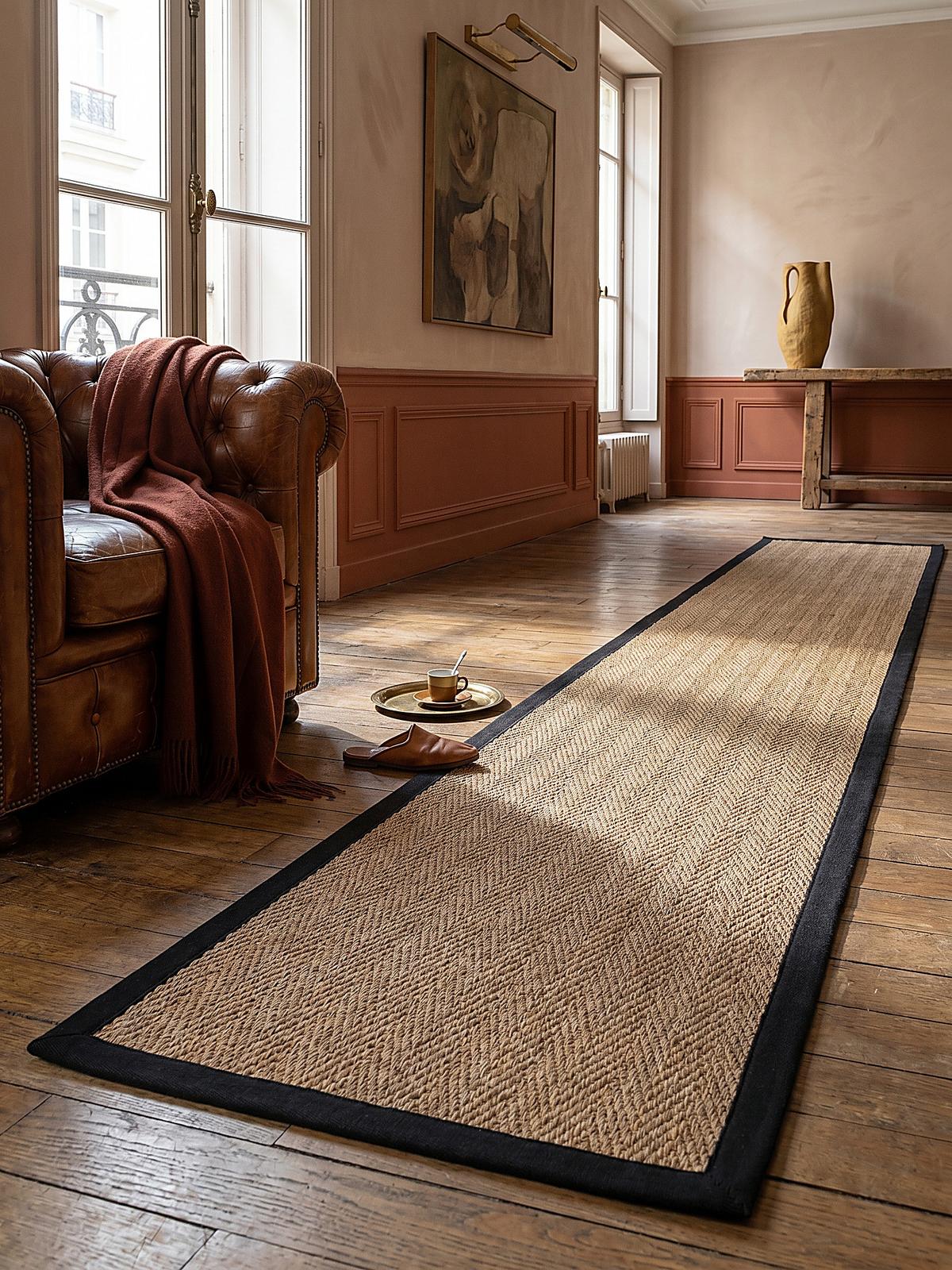 JUTETEPPICH TRENT, geometrisch, Braun-Schwarz, 60 x 230 cm - Schwarz/Naturfarben, Textil (60/230cm) - KADIMA DESIGN