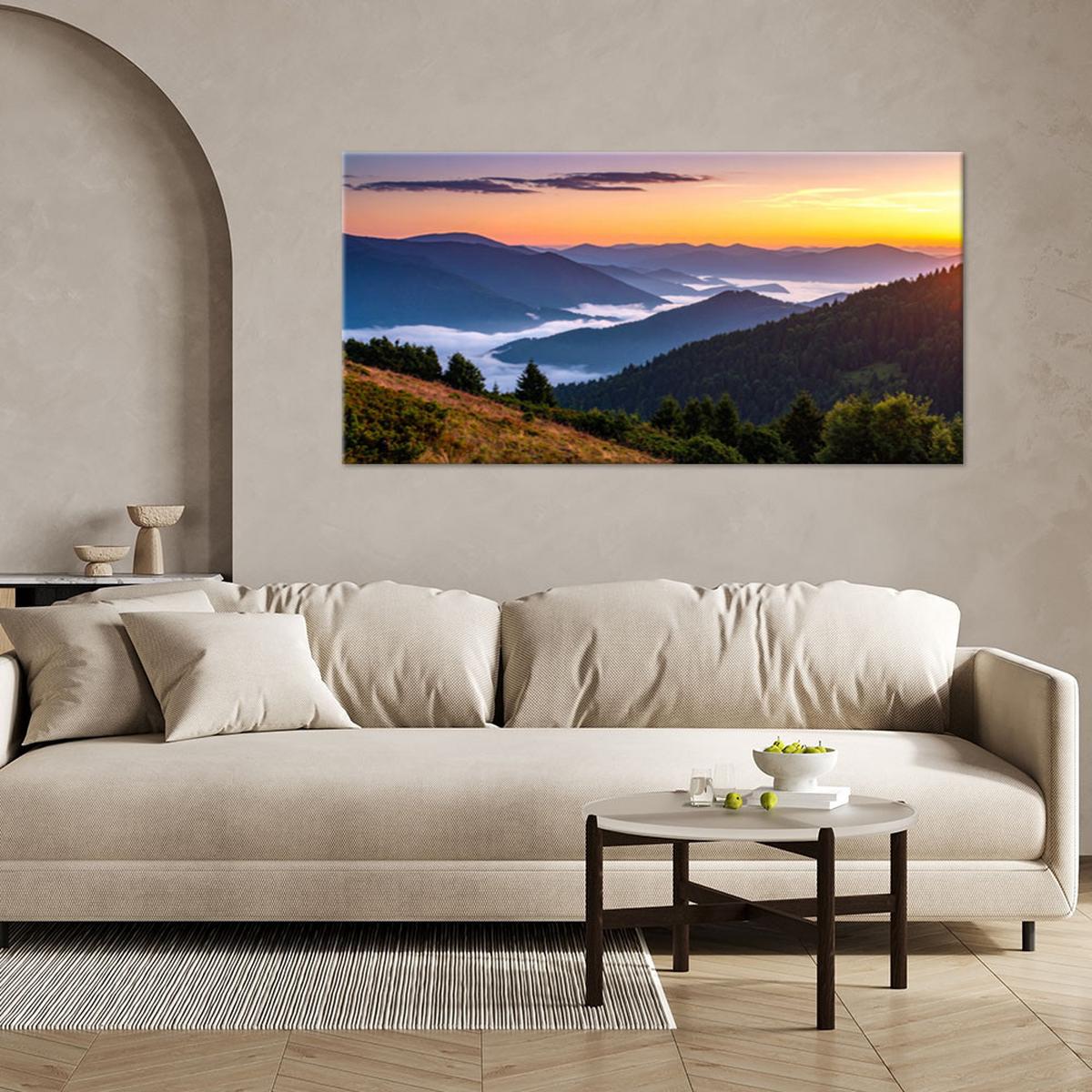 LEINWANDBILD Landschaften 80x40cm - Blau, Textil (80/40cm) - Feeby