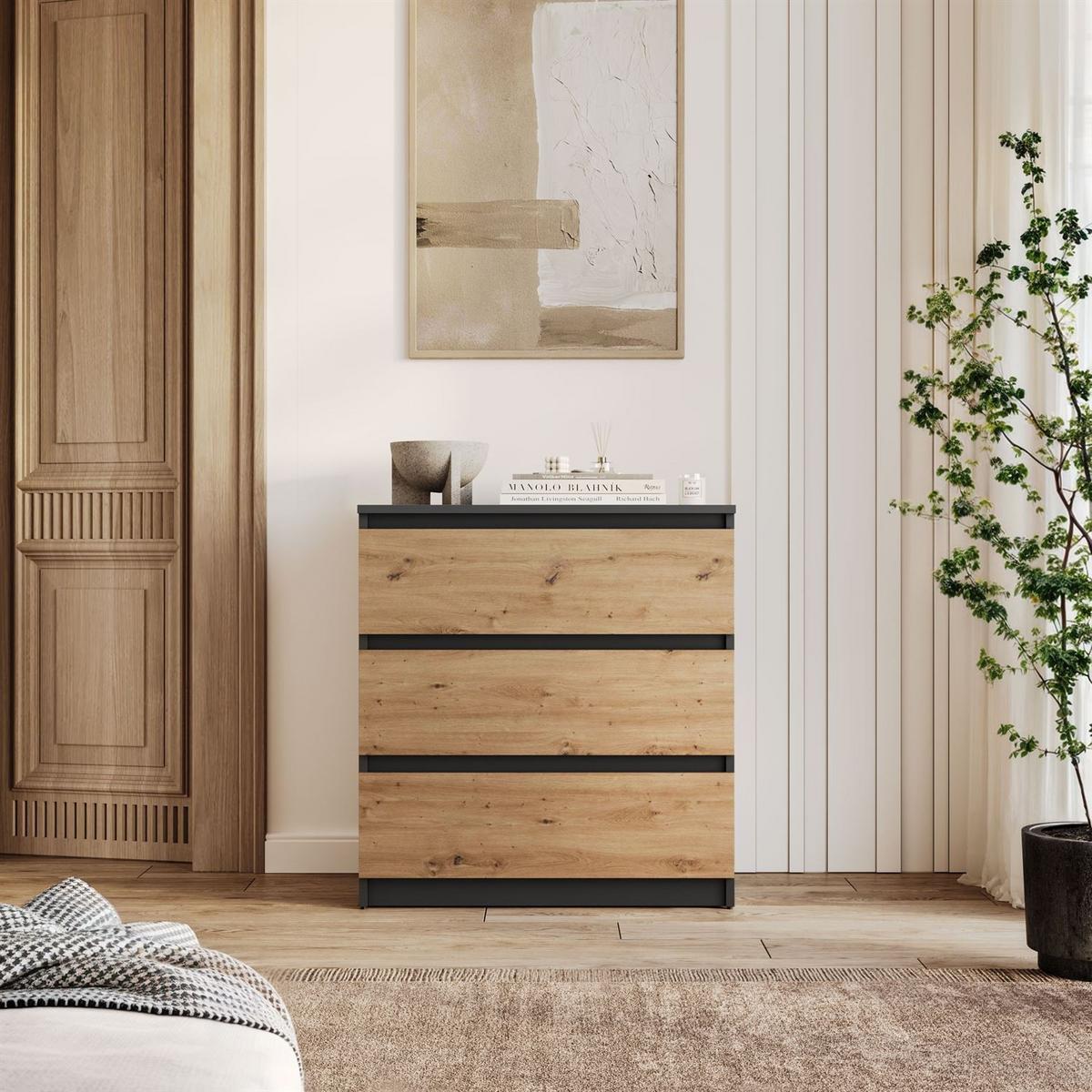 HIGHBOARD HANA M3 Artisan Eiche / Anthrazit - Eiche Artisan, Holzwerkstoff (70/75/40cm) - Lookway