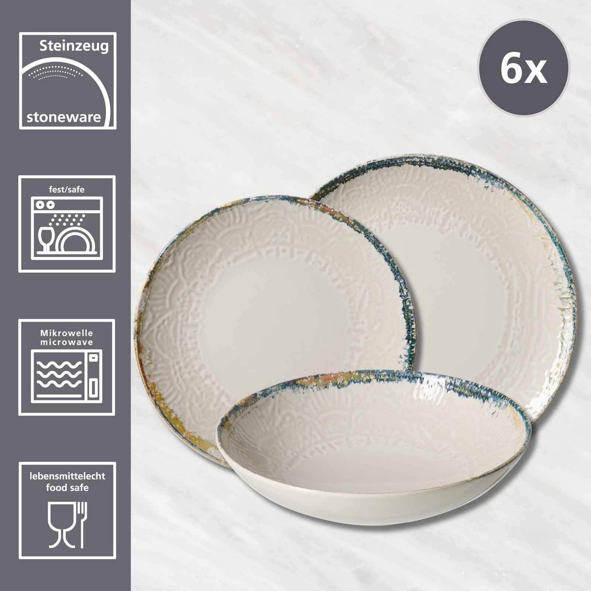 TELLER-SET Alfonso beige 18-tlg. - Beige, Keramik (2/2/2cm) - Ritzenhoff Breker