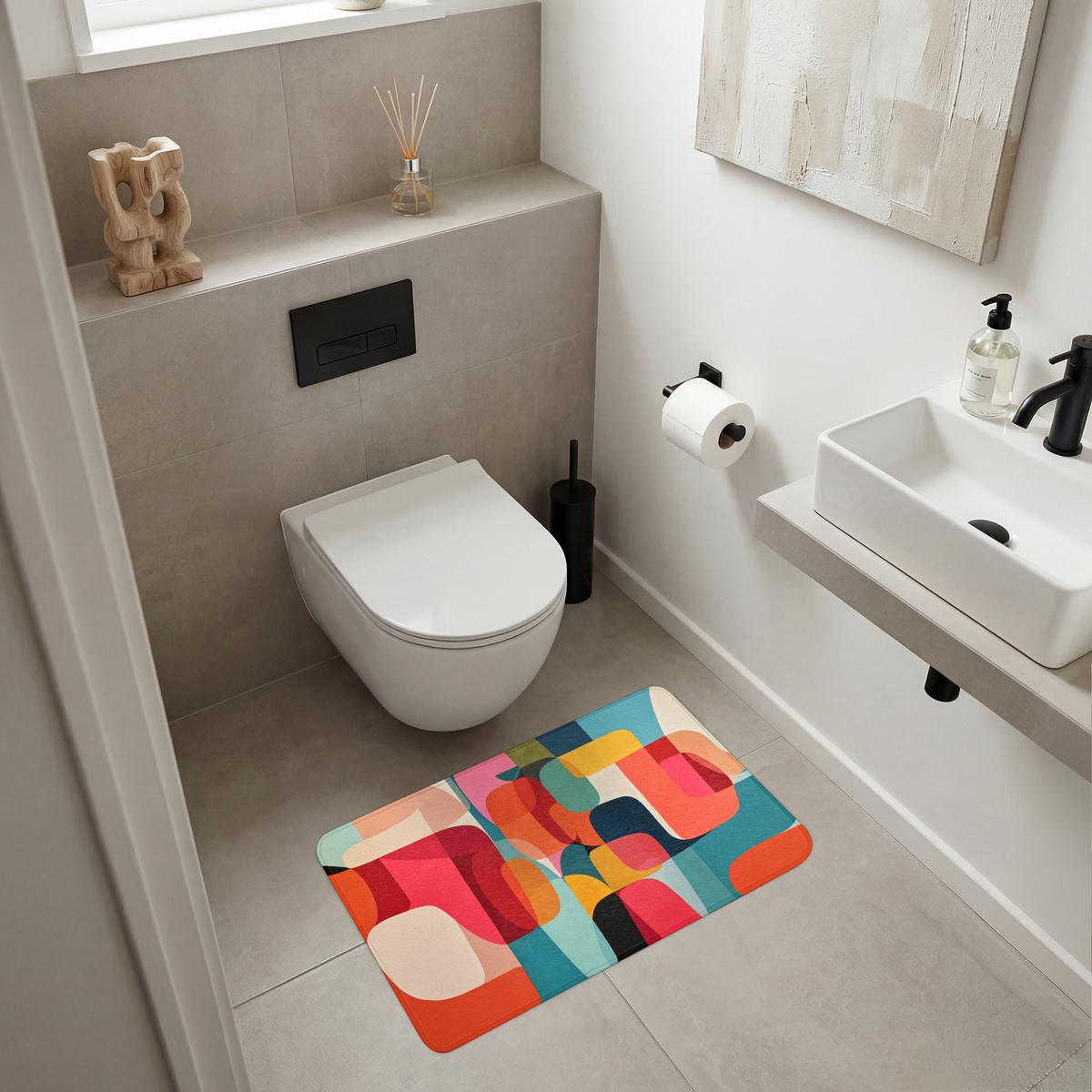 BADEMATTE Formen - Bunt - Abstrakt - Flugzeuge 80x50 cm - Multicolor, Textil (80/50cm) - OnlyWow