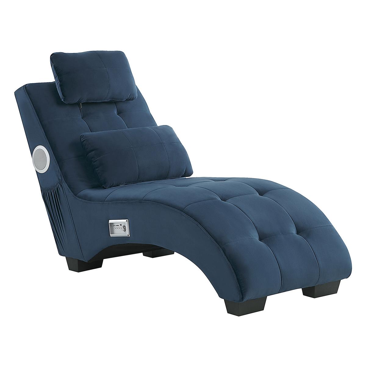 CHAISELONGUE Samtstoff Blau Simorre - Dunkelblau, Textil (157/82/66cm) - Beliani