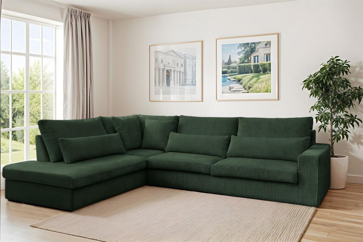 ECKSOFA Thora - Grün, Holzwerkstoff/Textil (315/245cm) - Fun Möbel