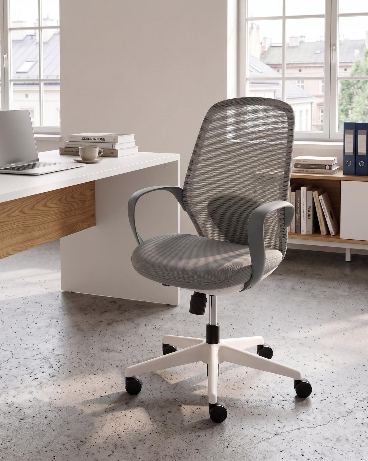 BÜROSTUHL Grau Foama - Dunkelgrau/Schwarz, Textil (70/94/70cm) - Beliani