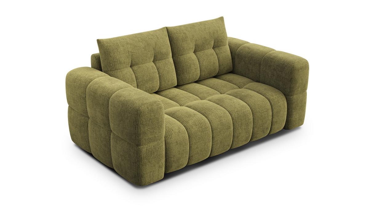 SOFA CLOUDI 2-Sitzer, olivgrün - Schwarz/Olivgrün, Holz/Textil (181/89/104cm) - Wozimo