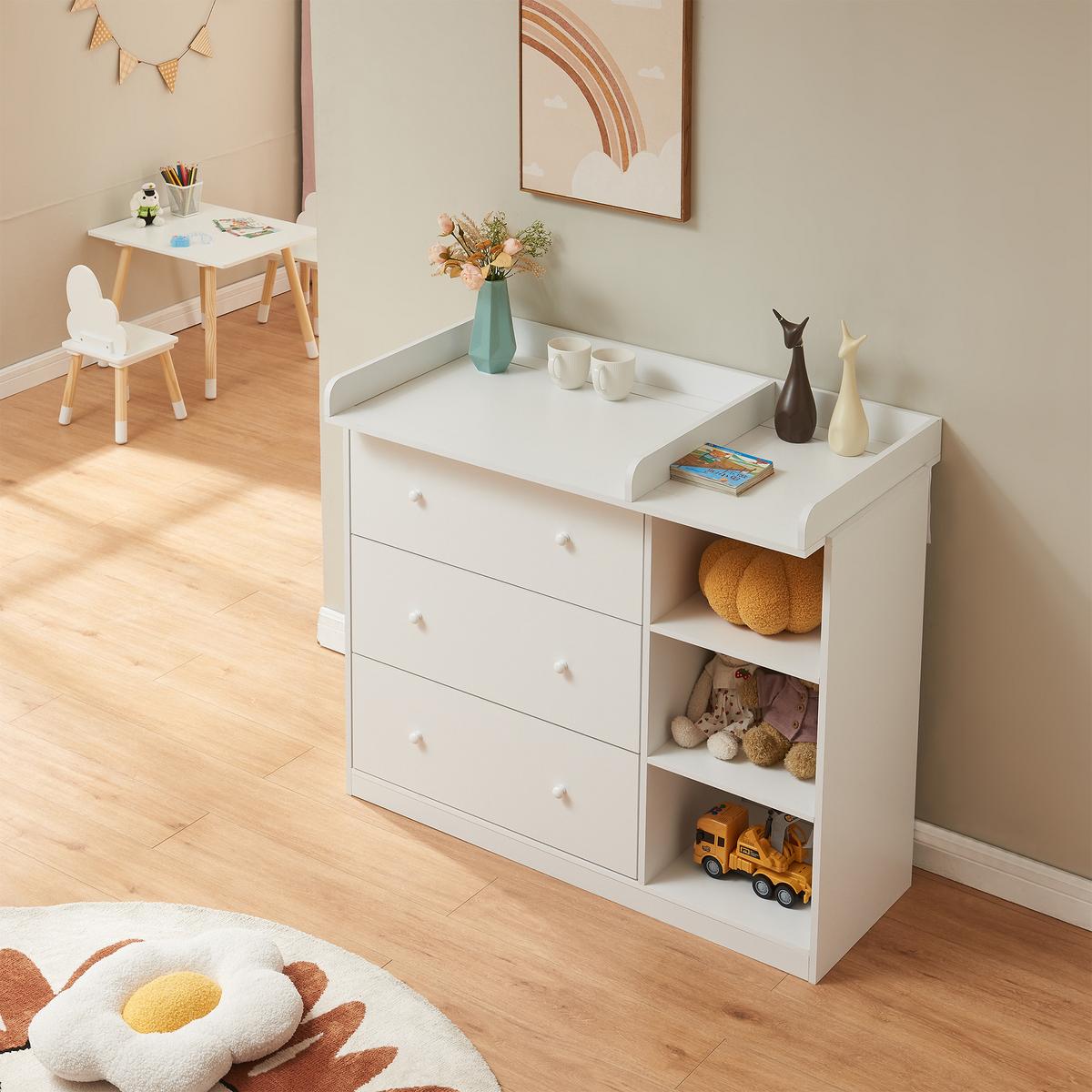 WICKELKOMMODE Beldinupp - Weiß, Holzwerkstoff (55/93/110cm) - [en.casa]