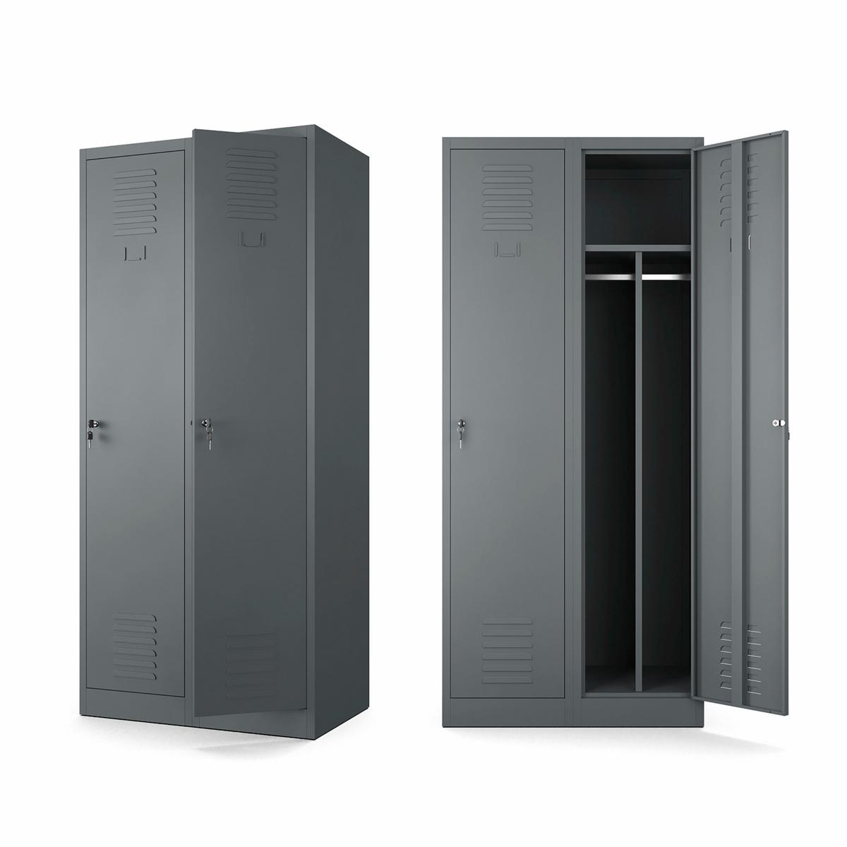 MEHRZWECKSCHRANK 2-türig aus Metall Anthrazit 80x180x50cm - Anthrazit, Metall (80/180/50cm) - Muralo
