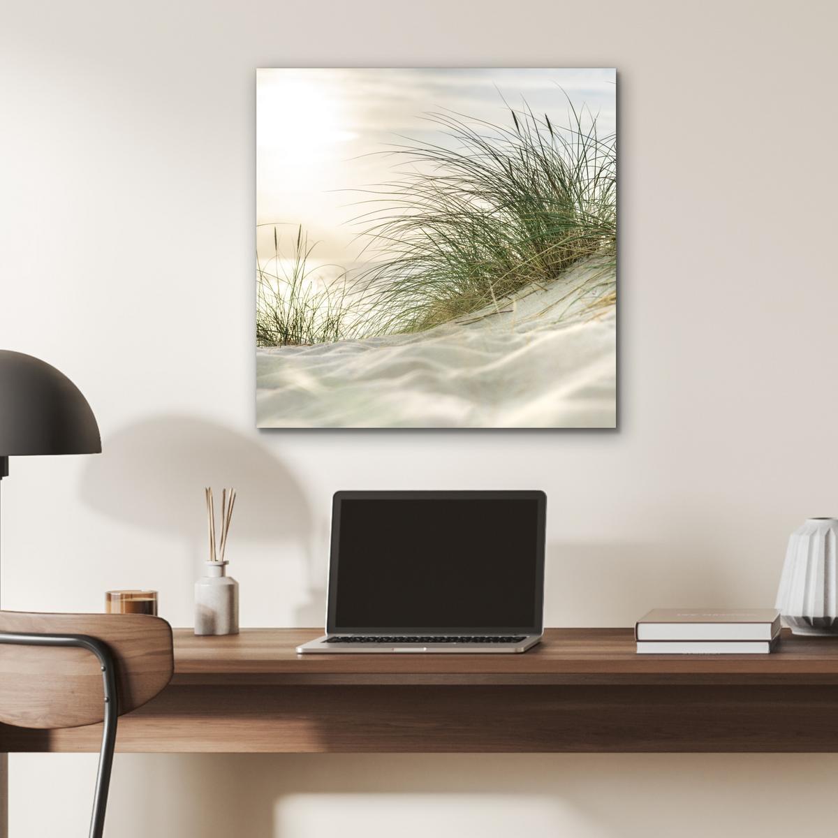 METALLBILD Dünen mit Strandhafer in der Sonne des Nationalparks Schleswig-Holsteinisches Wattenmeer 50x50 cm - Creme, Metall (50/50cm) - MuchoWow