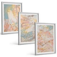BILDER SET 3er Set - 40x60 cm Silberner Rahmen - Abstrakte Pastellmuster - Silberfarben, Kunststoff (40/60cm) - TULUP