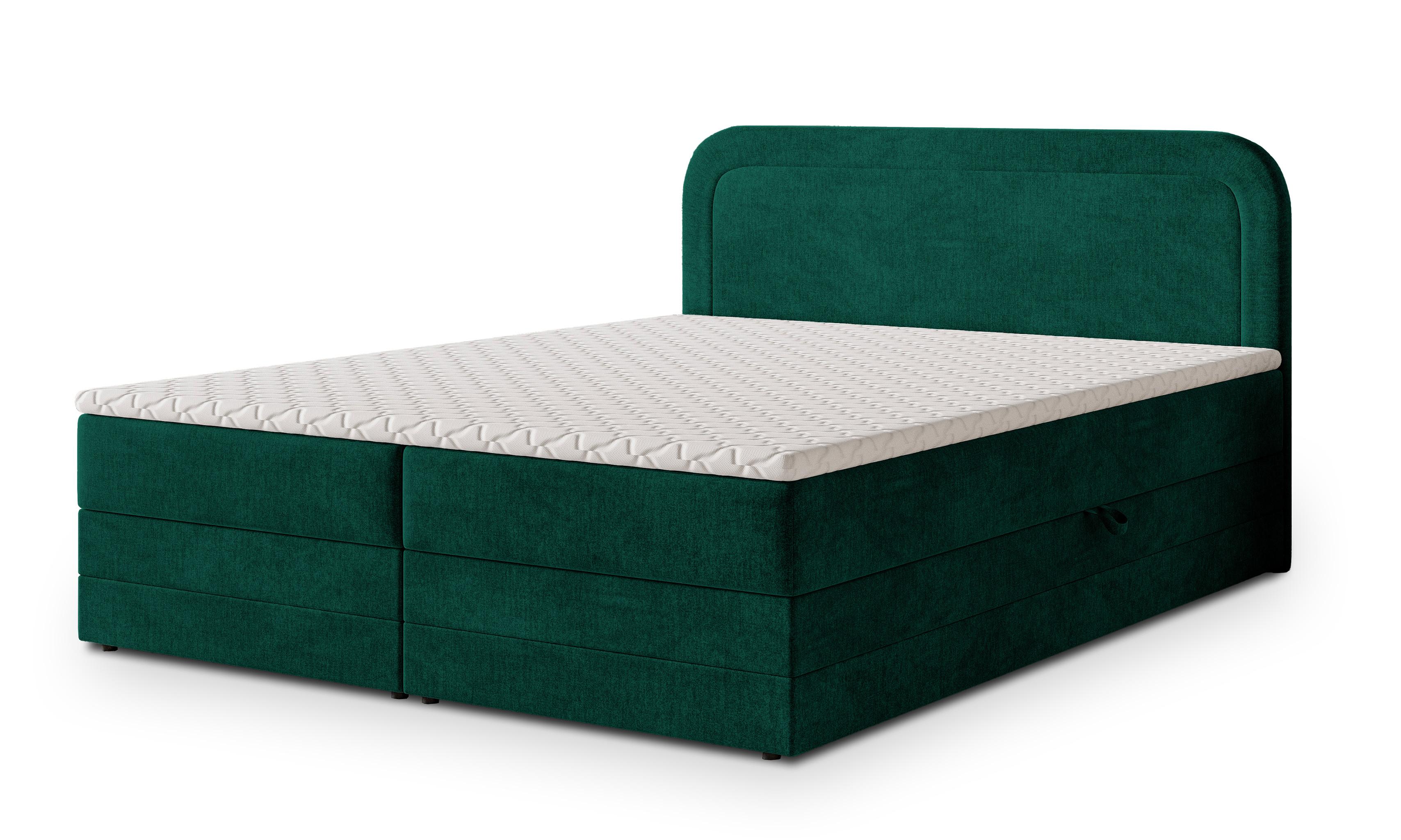 BOXBETT ARMEL 160x200 cm mit Matratze und Topper - Grün - Grün, Holz (160/200cm) - MASSENO