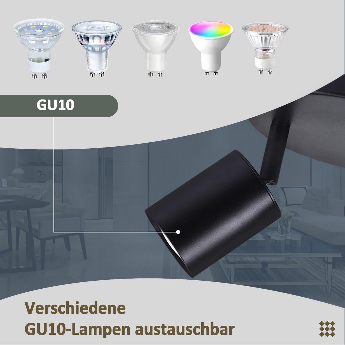 DECKENSTRAHLER Bayreuth 2-flammig 15/15/14.4 cm - Schwarz, Metall (15/15/14.4cm) - Nettlife