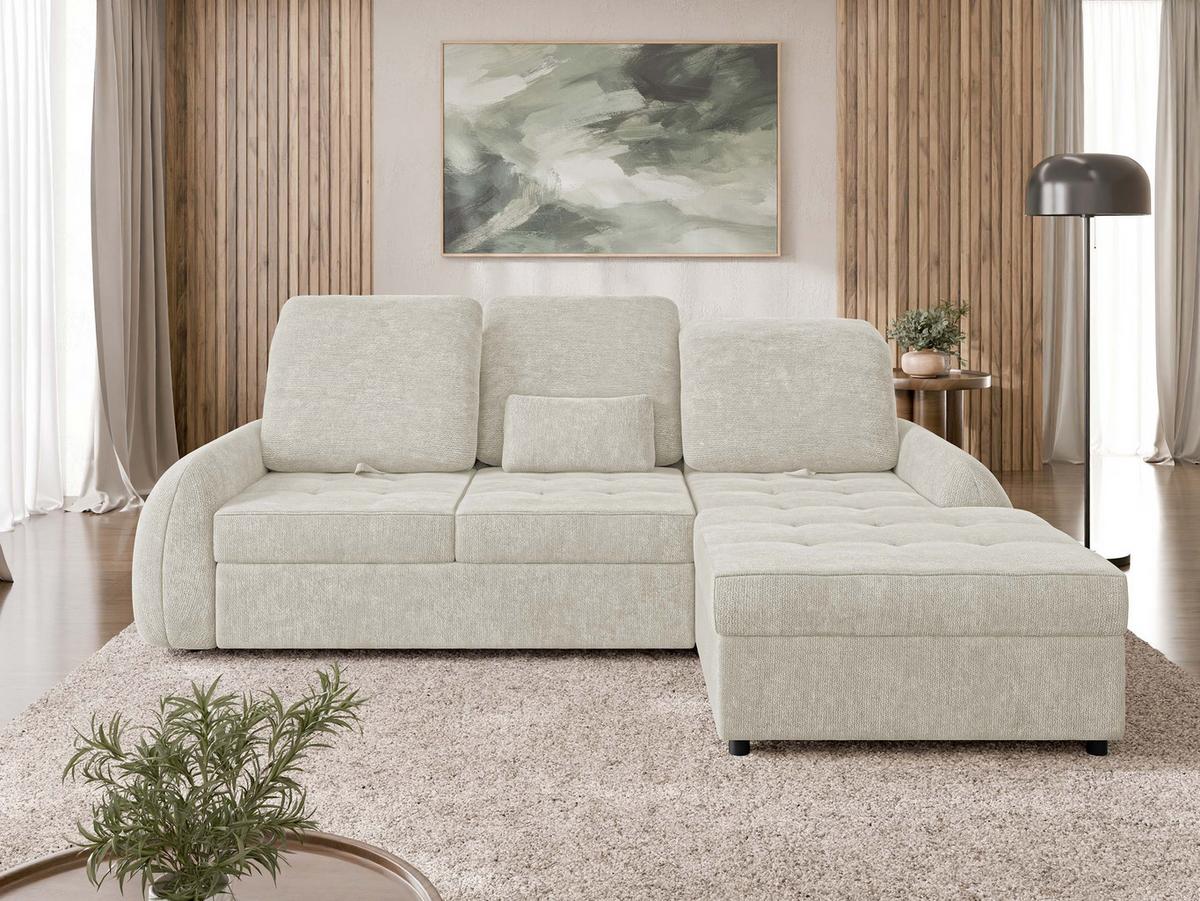 ECKSCHLAFSOFA Soreno, Seite: Rechts - Creme/Schwarz, Holz/Kunststoff (176/255cm) - MIRJAN24