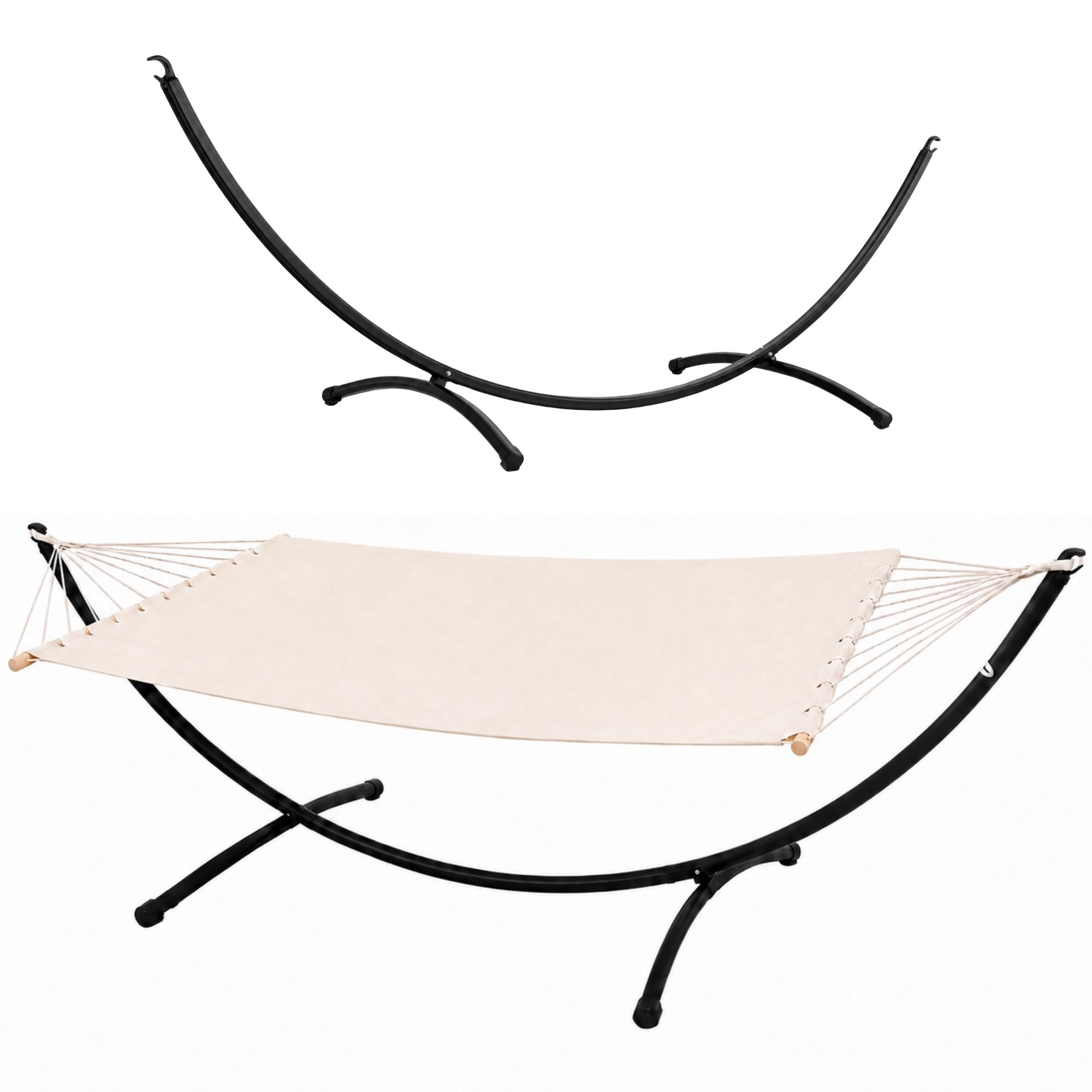DOPPEL-HÄNGEMATTE mit Gestell bis 120kg, 200/120cm, Beige - Beige, Metall (100/90/300cm) - Amanka