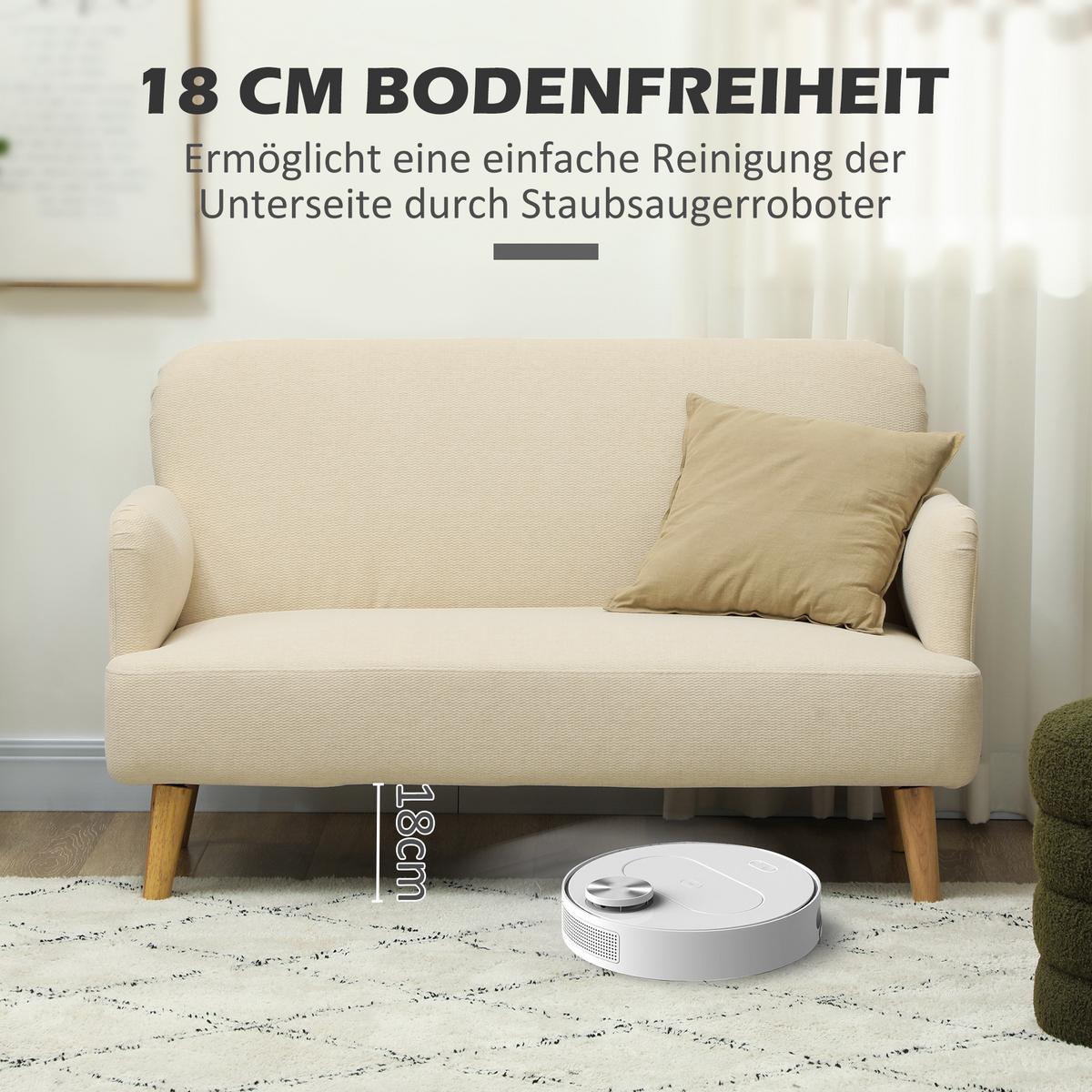 2 SITZER SOFA, 130 x 74 x 79 cm, Cremeweiß - Weiß, Textil (74/79/130cm) - HOMCOM