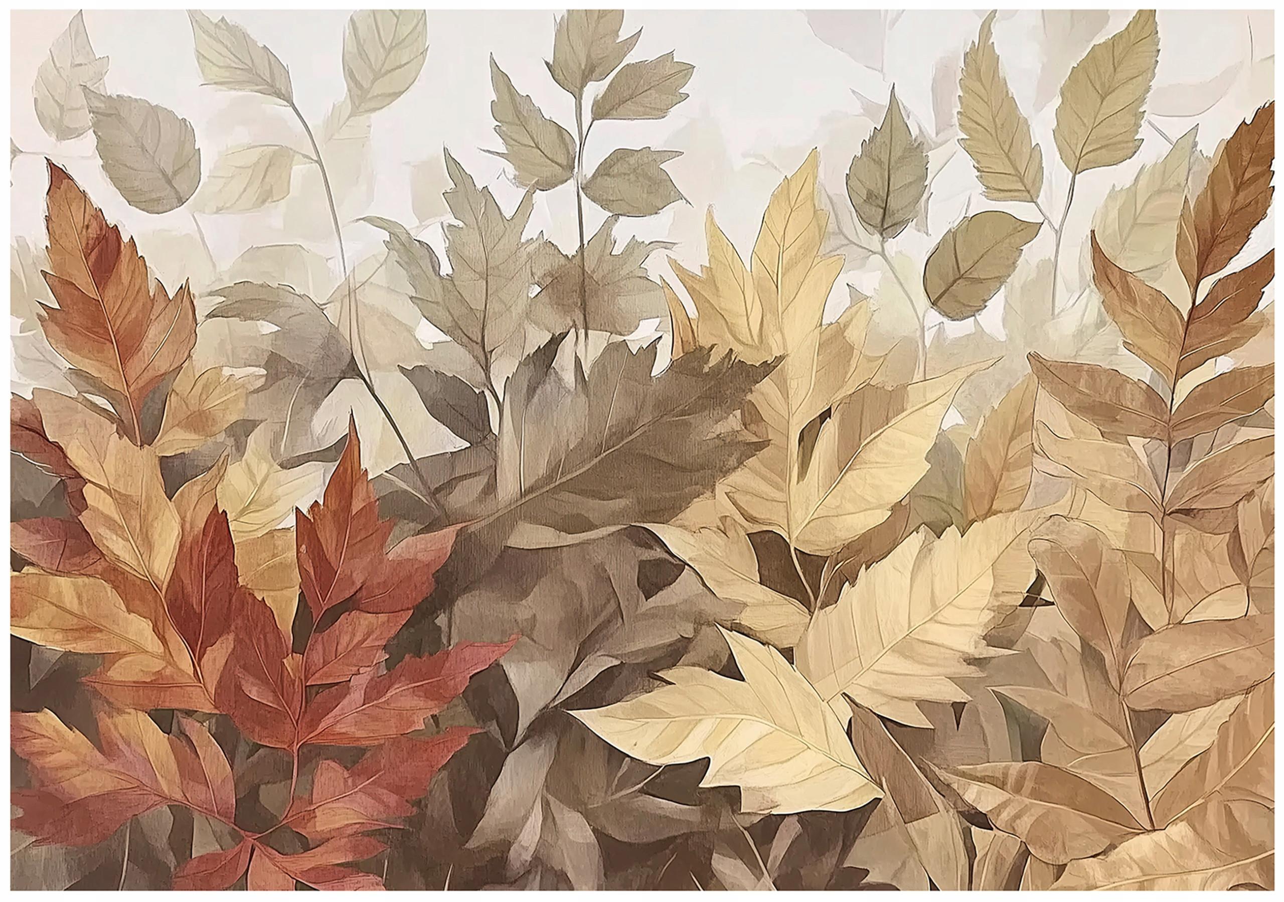 FOTOTAPETE Blätter Boho Natur Wohnzimmer Vlies Tapete 350x250 - Multicolor, Papier (350/250cm) - Wallarena