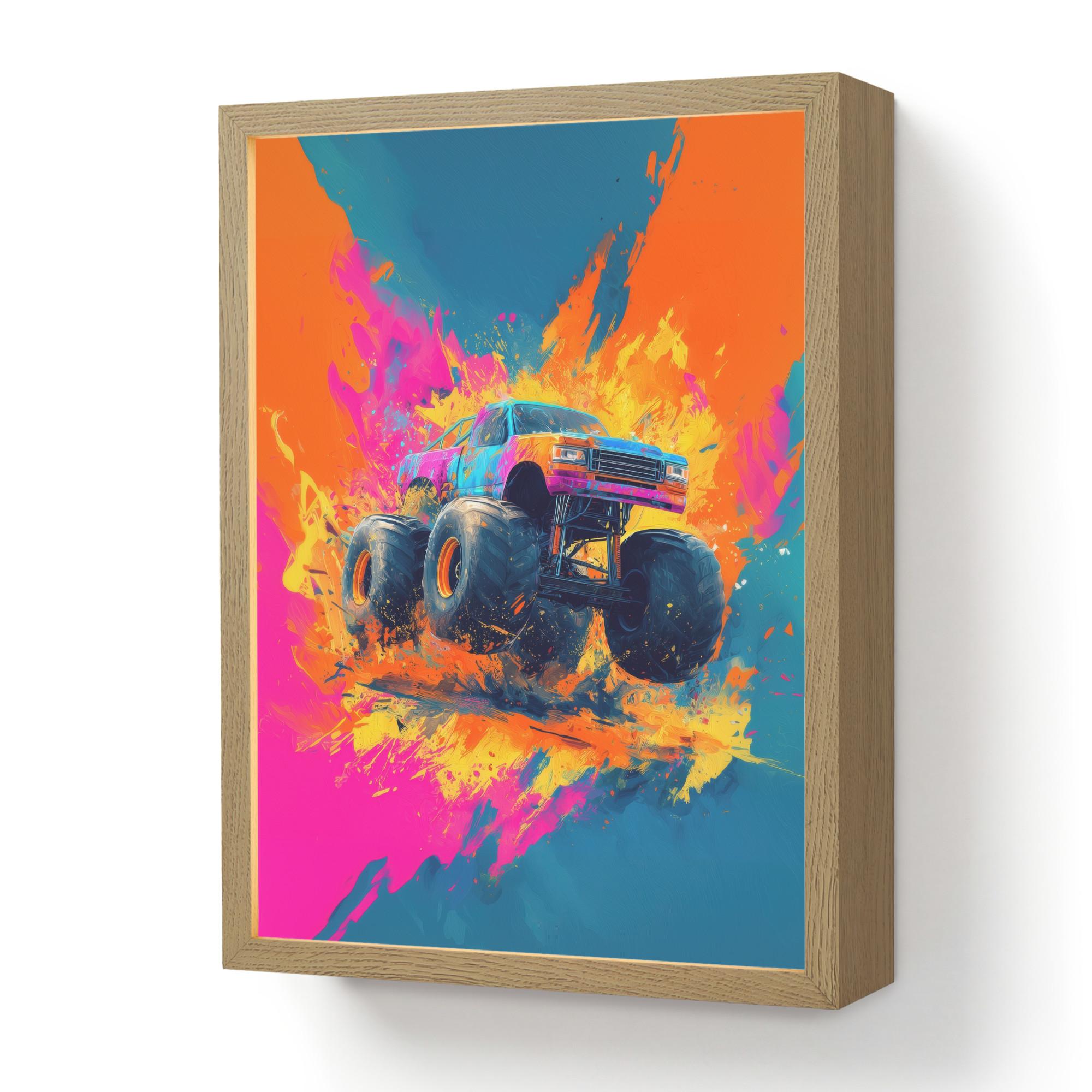 NACHTTISCHLAMPE MIT AKKU Monstertruck - Abstrakt - Farbspritzer - Farbenfroh 30x40 cm - Pink, Holzwerkstoff (8/30/40cm) - OnlyWow