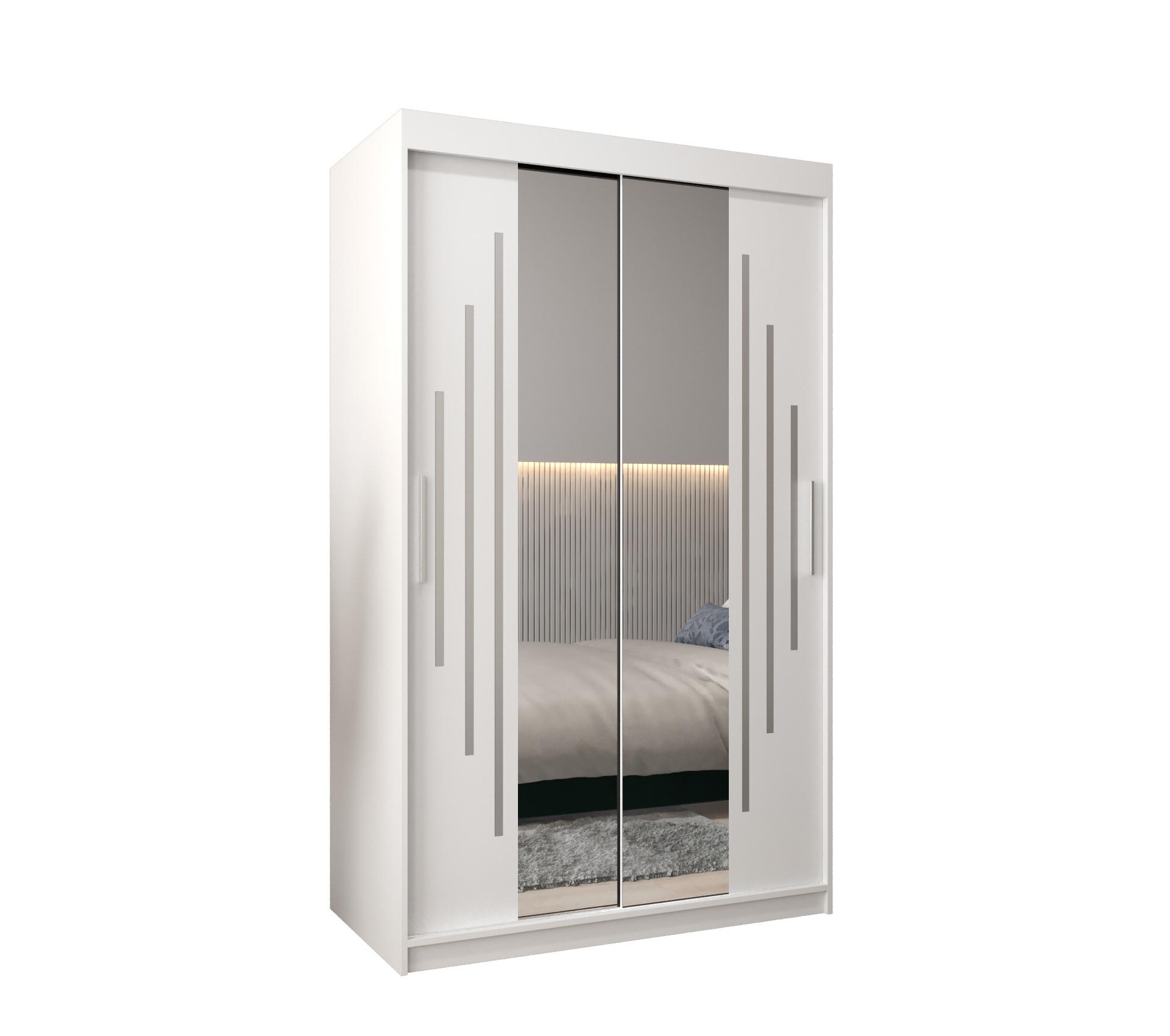 SCHWEBETÜRENSCHRANK 200/120/62 2-türig - Silberfarben/Weiß, Holz/Kunststoff (120/200/62cm) - Abiks Möbel