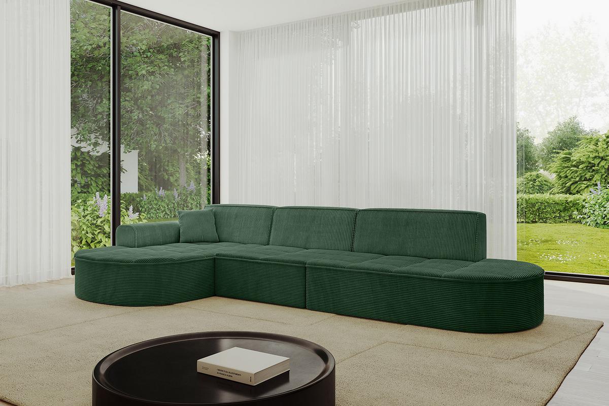 ECKSOFA Ottomane Links TARO-L2 - 328x171x79,5 cm Grün - Grün, Holzwerkstoff/Textil (328/171cm) - ALTDECOR