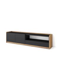 LOWBOARD, Schwarz Eiche, 207/37/50cm - Schwarz, Holzwerkstoff (207/50/37cm) - Skraut Home