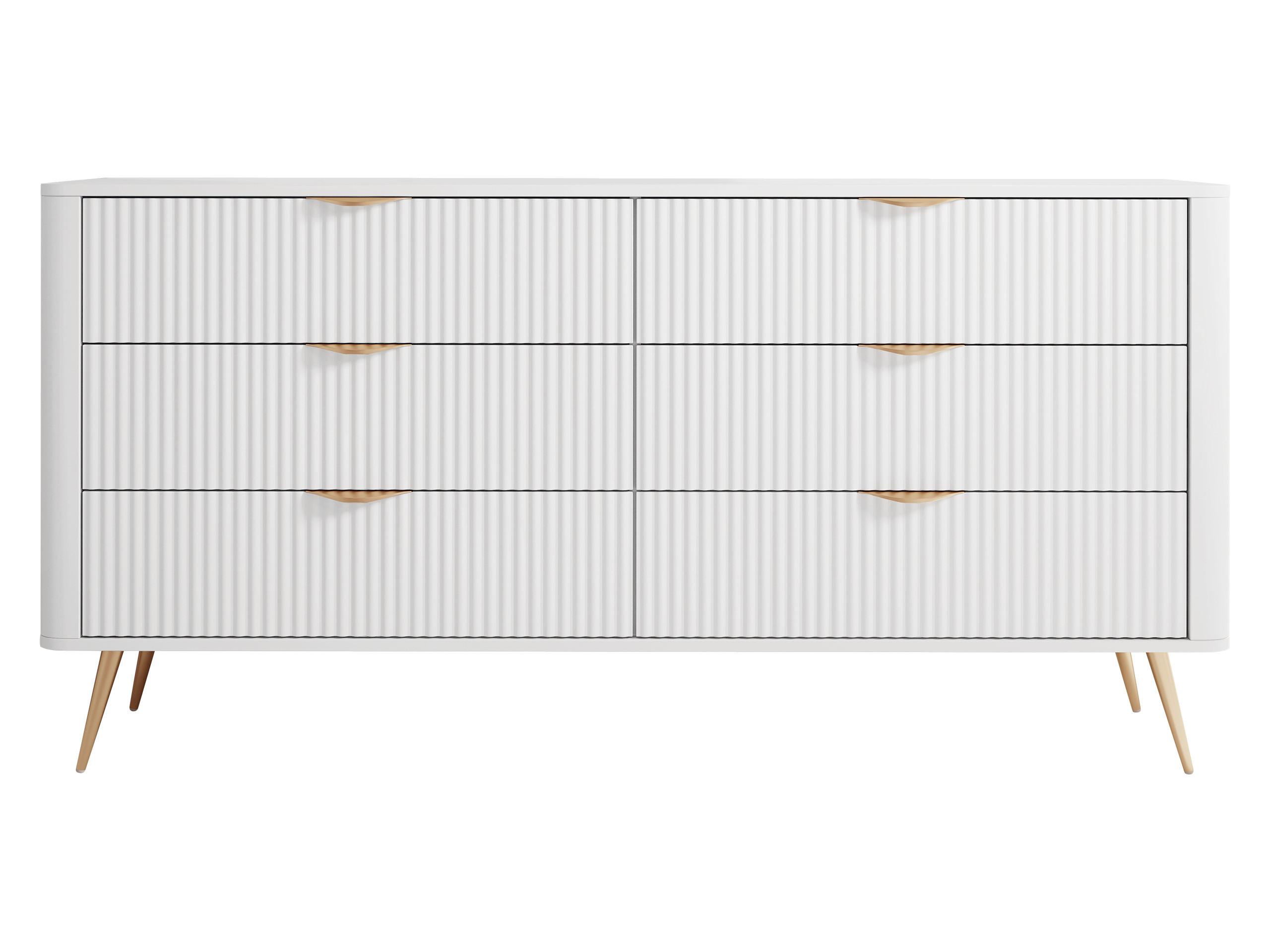 KOMMODE Lante 6S - Goldfarben/Weiß, Holzwerkstoff/Metall (164/82/38cm) - MIRJAN24