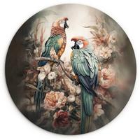 WANDBILD Papageien - Vögel - Natur - Blumen Deko Groß 150x150 cm - Baltimorefarben, Kunststoff (150/150cm) - MuchoWow