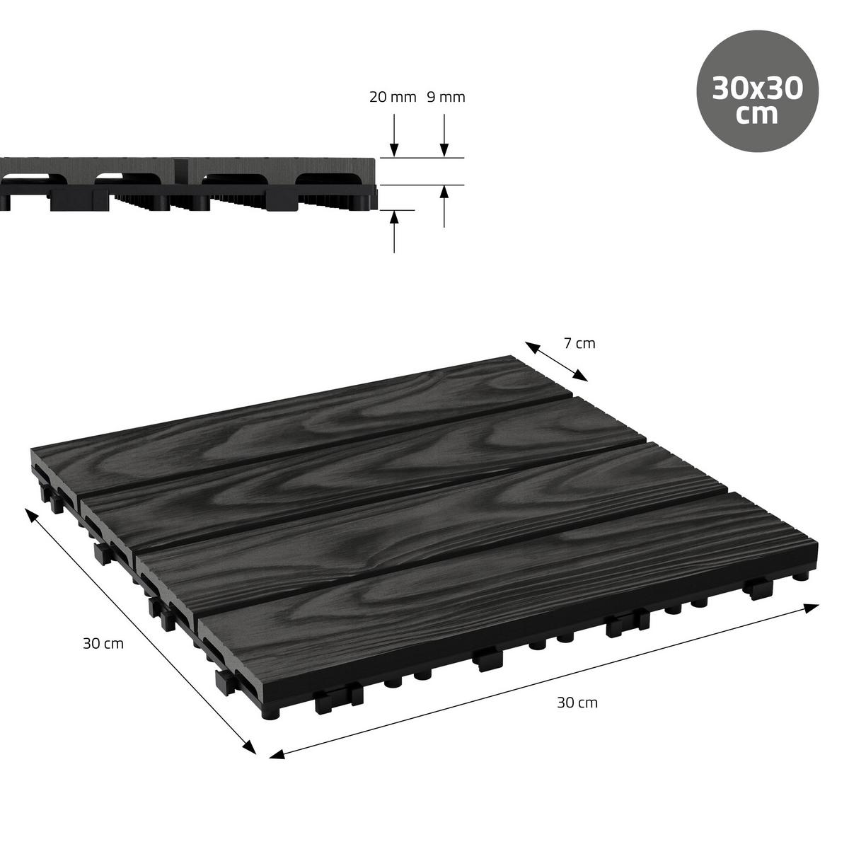 TERRASSENFLIESE Anthrazit 33 Stück - Anthrazit, Holzwerkstoff (30/30/2cm) - ML-DESIGN