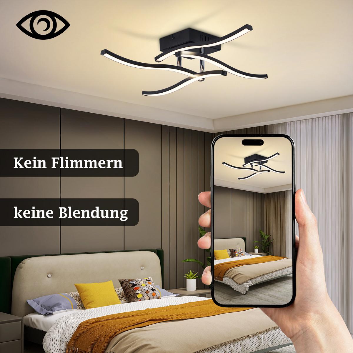LED DECKENLEUCHTE Solon 50.5/50.5/9.5 cm - Schwarz, Kunststoff (50.5/50.5/9.5cm) - ZMH