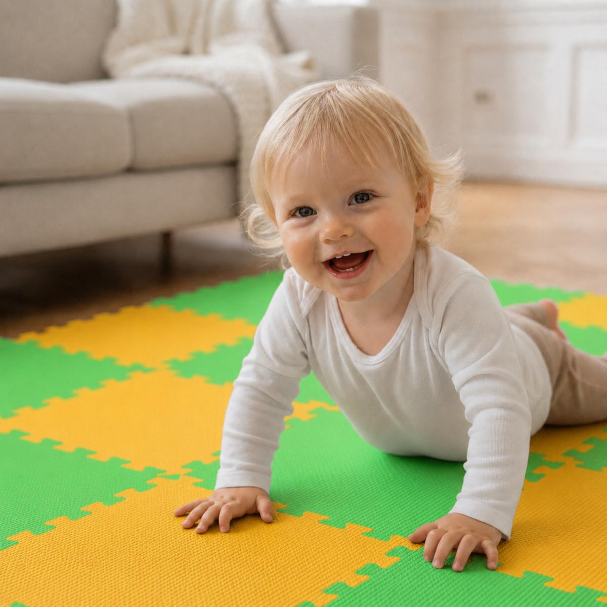 SPIELMATTE ab Null - 180/90/1 cm Puzzlematte Grün - Multicolor, Kunststoff (30/30cm) - Littletom