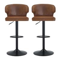BARHOCKER 2er Set Braun Höhenverstellbar mit Lehne & Fußstütze - Braun, Textil (49.7/110/45cm) - Urban Meuble