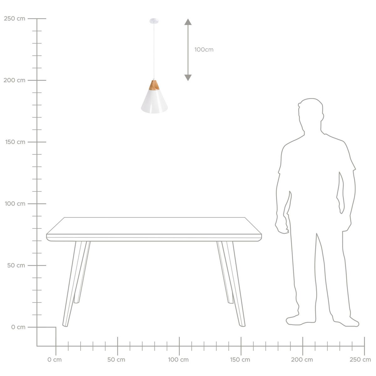 HÄNGELEUCHTE Albano 25/25/132 cm - Weiß, Metall (25/25/132cm) - Beliani