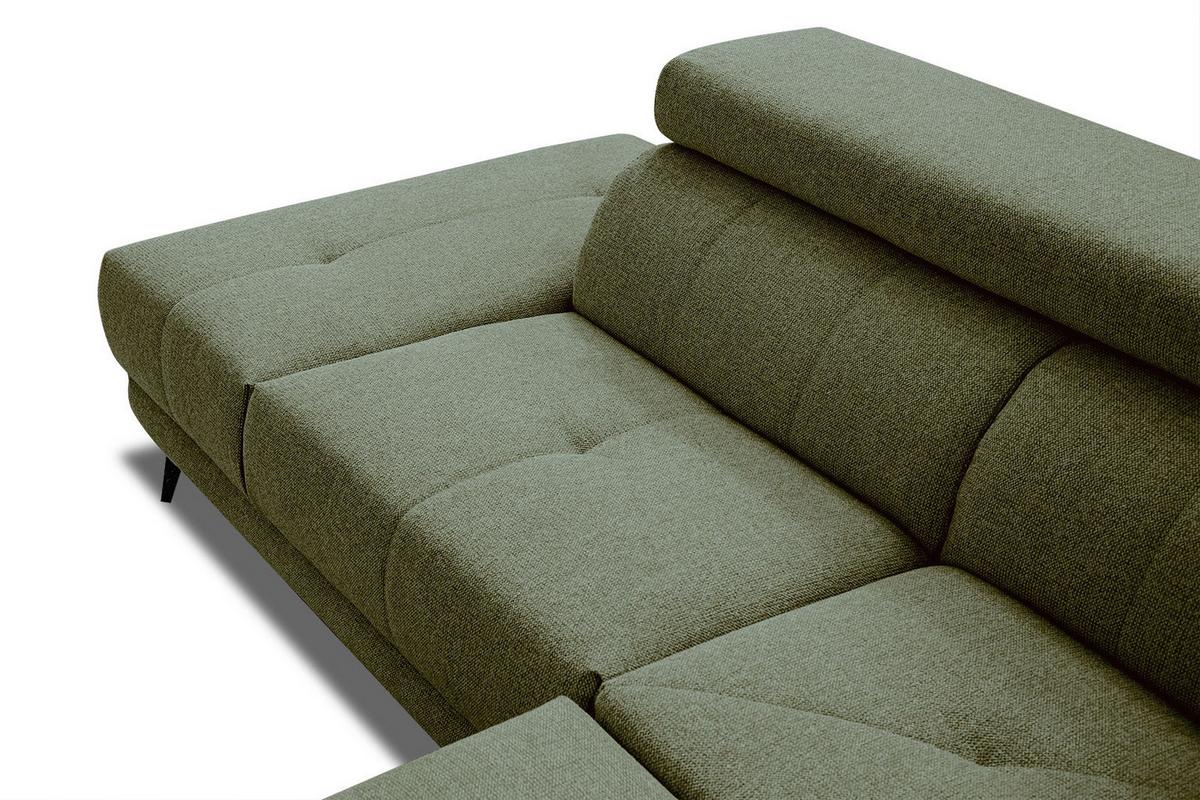 ECKSOFA MORELLO 5-Sitzer, olivgrün - Schwarz/Olivgrün, Holzwerkstoff/Textil (158/269cm) - Wozimo