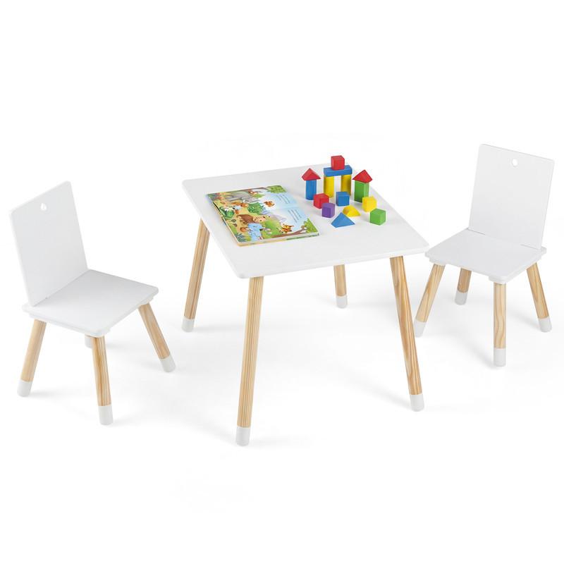 KINDERSITZGRUPPE Holz weiß(3-tlg) - Weiß, Holzwerkstoff (63/49/52.5cm) - COSTWAY