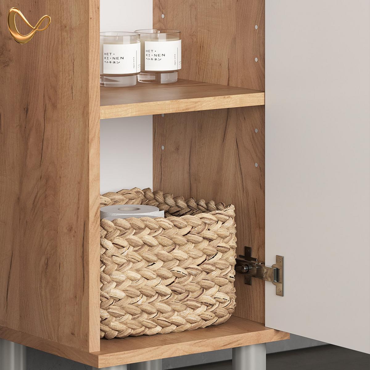 BADMÖBEL-SET Fucino Grün 3 Teile, mit Midischrank Tür groß - Grün, Holzwerkstoff (80/54/32cm) - Livinity®
