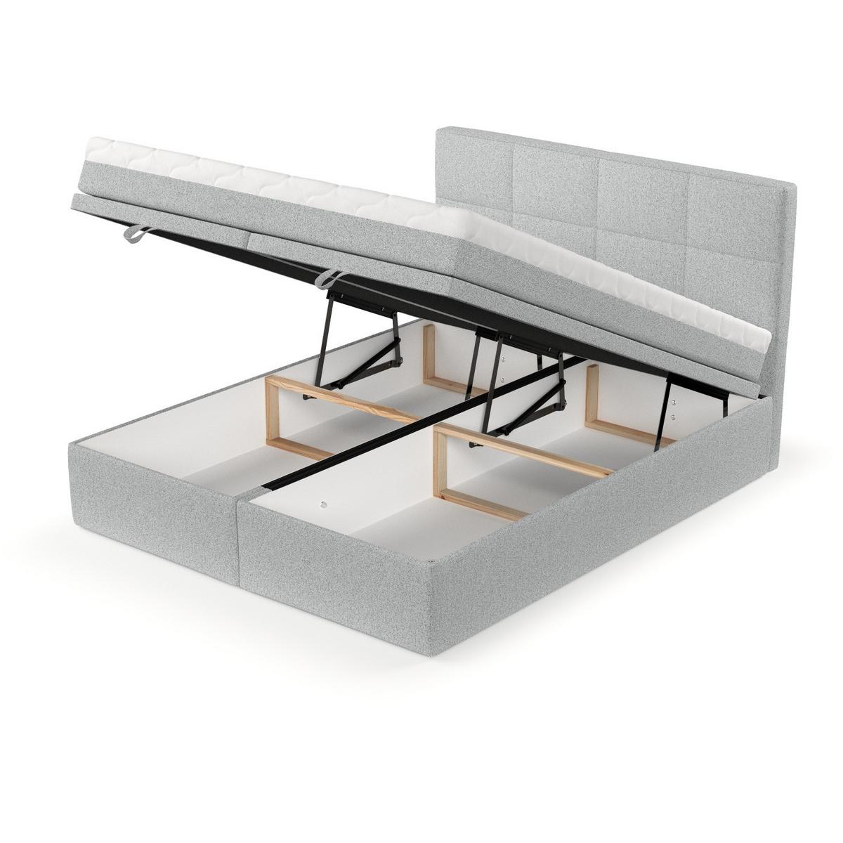 BOXBETT Tessa 180/200 cm Hellgrau im Riva Stoff - Hellgrau/Schwarz, Holz/Holzwerkstoff (180/200cm) - AltaBeds