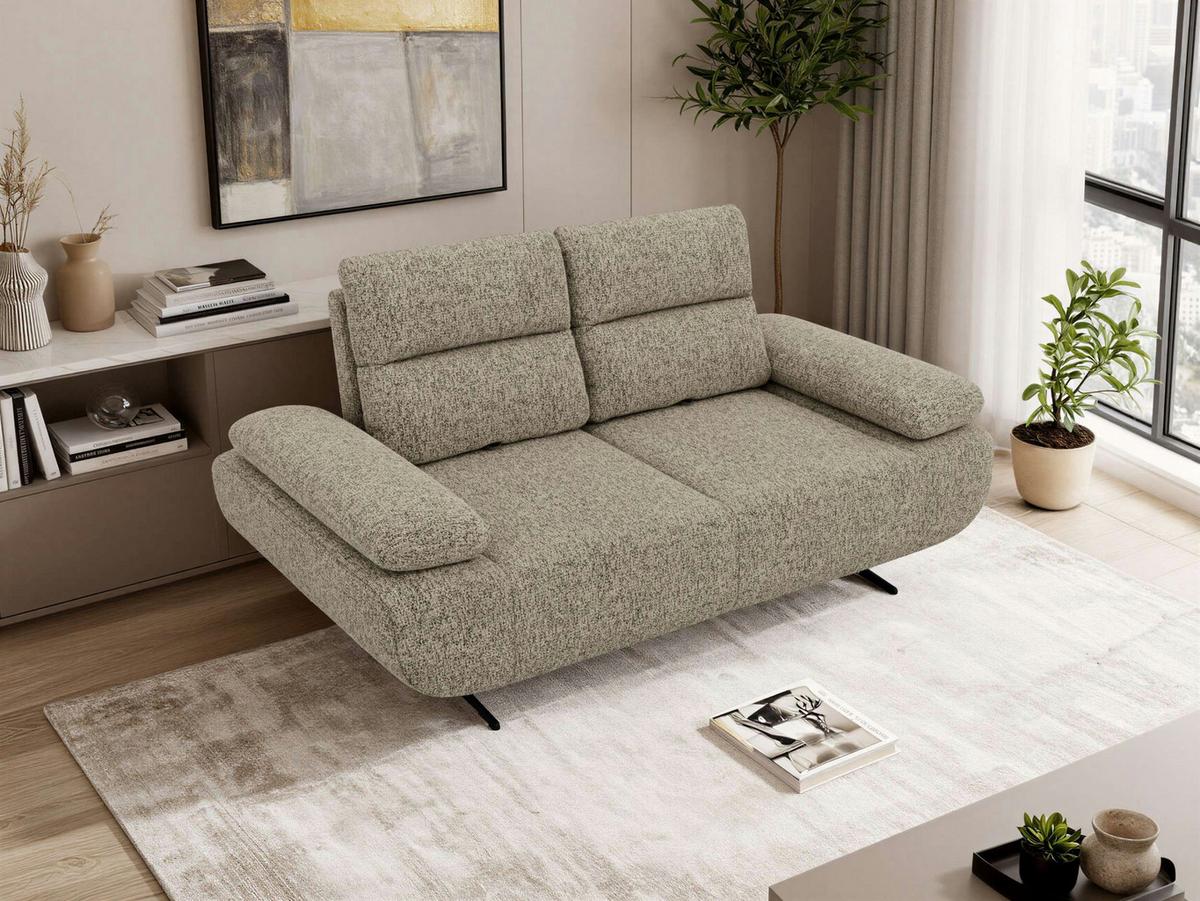 2-SITZER SOFA SORAE - Taupe Stukture - Taupe/Schwarz, Textil/Metall (182/94/107cm) - MKS