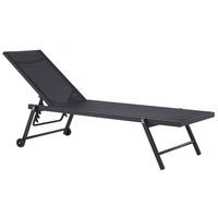 GARTENLIEGE Schwarz Portofino - Schwarz, Metall (198/107/65cm) - Beliani