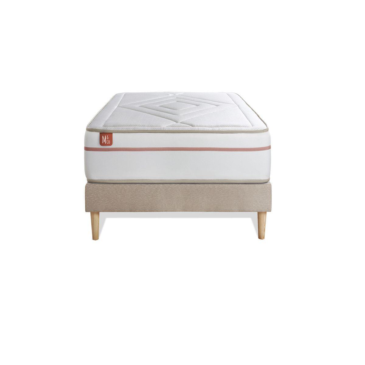 BETT Le Paisible Memory-Schaum 90 x 200 cm h1 - Kit Bettgestell Beige - Beige, Karton/Holz (90/200cm) - Marmottes & Co