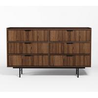 SIDEBOARD Nordiva 6S Warmia Walnut 150/90/40 cm – Metallgestell - Walnussfarben/Schwarz, Holzwerkstoff/Metall (150/90/40cm) - AX Living