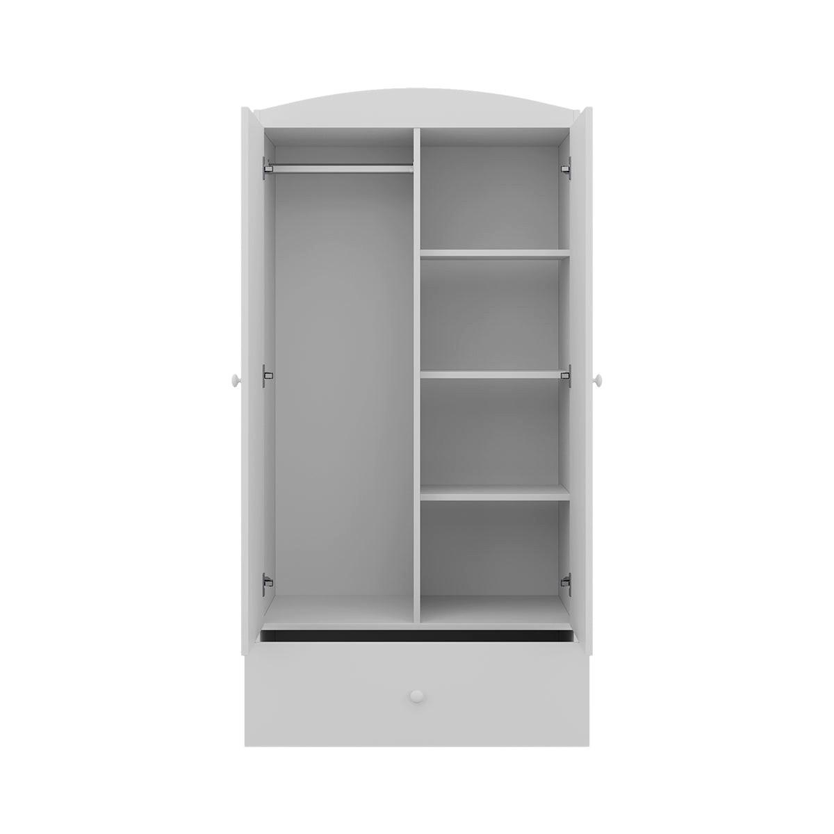 BABYKLEIDERSCHRANK 2 Türen Weiß - Rot/Weiß, Holzwerkstoff (90/187/57cm) - Petits-meubles